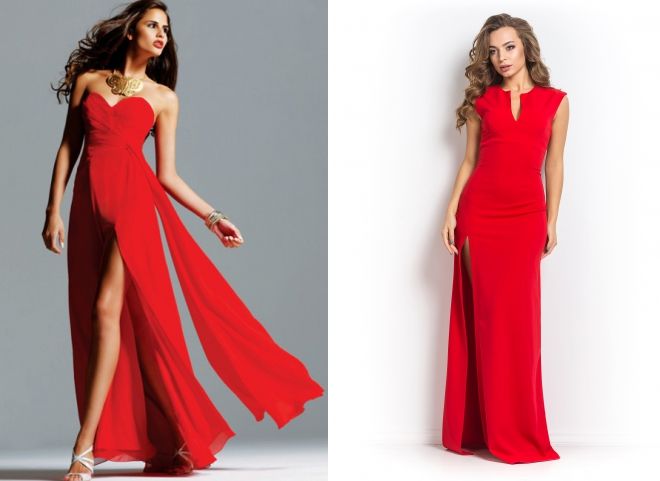 красное платье в пол